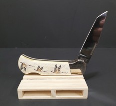 Vtg Sabre Flying Geese Scrimshaw Lockable Folding Pocket Knife - $24.19