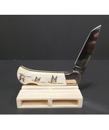 Vtg Sabre Flying Geese Scrimshaw Lockable Folding Pocket Knife - £19.02 GBP