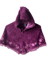 Pumpkin Patch Girls Size 4 Purple Fleece Embroidered Cape Warm Comfy nwt - £7.79 GBP