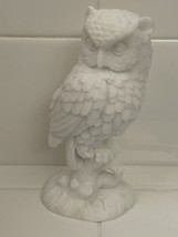 Vintage Carved Great Horned Owl Figurine 5.25” Height White  Color  And Textured - £4.63 GBP