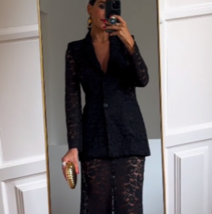 Zara Bnwt 2024. Black Lace Blazer Padded Shoulders. 2700/885 - £99.05 GBP