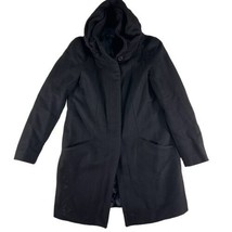 Zara Basic XS Coat Wool Blend Scrunched Funnel Neck Black Single Breaste... - £28.90 GBP