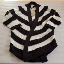 NWT Chico&#39;s Striped Stitch Black &amp; White Haley Cardigan Sweater Size 0 [... - £19.41 GBP