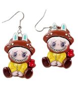 Creepy Cute Resin FUFU MONSTER BUNNY Funky EARRINGS Fang Smile Novelty Jewelry-S - $8.79