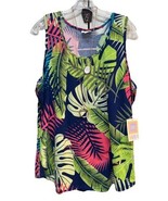 New LuLaRoe 3XL Navy Blue Pink Green Tropical  Palm Leaves Tank Regular ... - $462.00 MXN