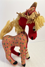 VTG Dream Pets Red Horse Half Pink Flowered Fabric Wearing Straw Sombrero RDakin - £14.49 GBP