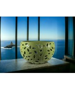 Studio Pottery MCM Style Apple Green Fruit Bowl Decorative Ceramic - £35.41 GBP