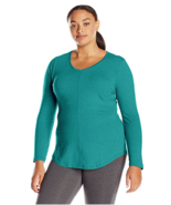 New Just My Size 4X Cotton Blend Center Seam L/S V Neck Tee Top  Emerald - £4.31 GBP