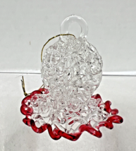 Vintage Crystal Red Spun Glass Bell Shaped Christmas Tree Ornament  2 1/... - $9.41