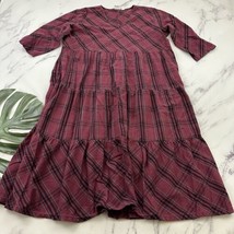 Vermont Country Store Womens Midi Shift Dress Size XL Purple Black Plaid - $32.66