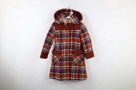 Vintage 60s 70s Girls Size 7 Distressed Wool Quilted Hooded Peacoat Jack... - $96.56 CAD