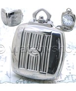 DAKOTA Pocket Watch Silver Color 42 MM Square Solid Brass Case with Chai... - $41.01 CAD
