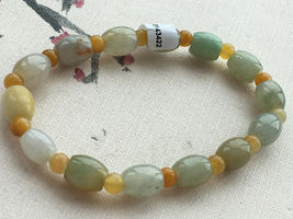 Certified natural A grade jade Jadeite 5*7mm Rice beads Elastic bracelet 3426 - £4.80 GBP