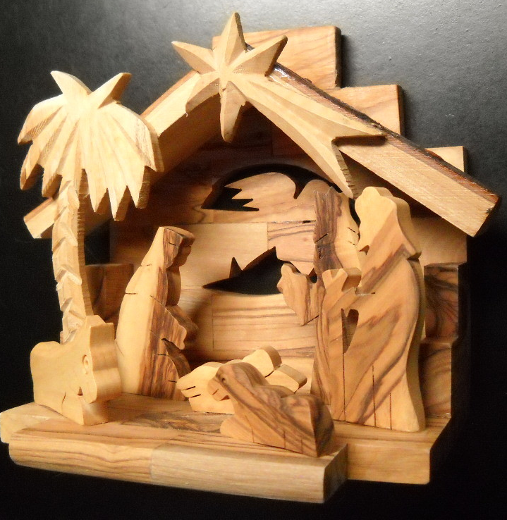 Holy Jordan Water Ltd Nativity Scene Handcrafted Genuine Olive Wood Israel Boxed - $19.99
