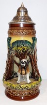Original King Handmade St Bernard Dog Wildlife Grotto German Beer Stein With Lid - £107.93 GBP