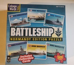 Battleship Normandy Edition Jigsaw Puzzle Collage World 500 Pieces W/ Cards - $17.78