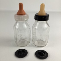 Evenflo Glass Baby Bottles Cap Stopper 4oz Brown Nipple Infant Lot 6 - $34.60