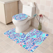3Pcs/set Shell Me Lilly Pulitzer Bathroom Toliet Mat Set Anti Slip Bath ... - $33.29+