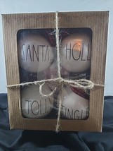 Rae Dunn By Magenta Christmas Ornaments White Balls Santa Holly Jolly Jingle - £13.95 GBP