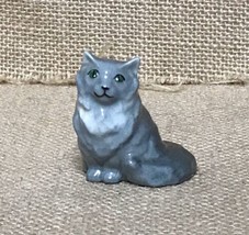 Vintage Old Monrovia Hagen Renaker Sitting Gray Persian Cat Figurine Green Eyes - £67.11 GBP