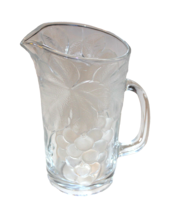Rare Vintage Pressed Glass Pitcher Grapevine 7 1/2&quot; Tall - £14.94 GBP