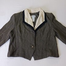Vintage Perceptions by Irene B. Women's 12 Black/Cream One-Button Blazer Jacket image 10