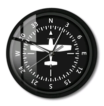 Aviation Aircraft Compass Black Metal Frame Wall Clock Home Business Dec... - $48.99