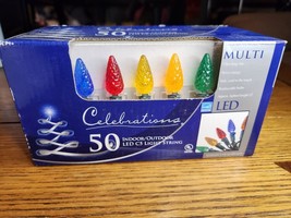 Christmas Lights Celebrations Muilt Color LED 50 bulbs 12&#39; 9190158 New - £7.48 GBP