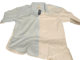 Abercrombie &amp; Fitch Oversized Poplin Colorblock Button-Up Women&#39;s Shirt M - £31.29 GBP