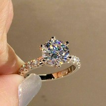 2Ct Rund Schliff Künstlicher Diamant Verlobungsring 14K Rose Vergoldet Silber - £87.35 GBP