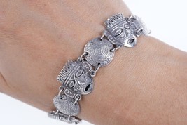7&quot; Vintage Aztec Style Mexican Sterling silver bracelet - £51.56 GBP
