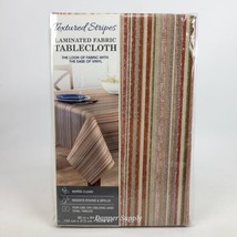 Textured Stripes Laminated Fabric Tablecloth Wipes Clean 60x84in Oblong ... - £26.23 GBP