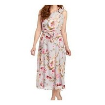 Anne Klein Midi Dress Womans Size XL Silver Grey Floral Print Sleeveless - £33.34 GBP