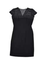 Vintage Cocktail Dress Womens S Black Floral Lace 60s Short Sleeve Midi ... - £32.07 GBP