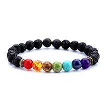 Seven Chakra Crystals Bracelet Gemstone Beads for Good Luck, Peace, Healing, Yog - £14.17 GBP