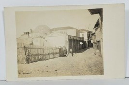 Russia RPPC Street Scene Woman Wood Fence Dirt Roads Old Buildings Postcard O5 - £36.70 GBP