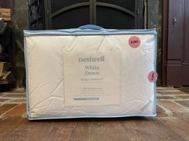 Nestwell White Duck Down King Comforter 650 Fill Power Cotton Cover New - £159.61 GBP