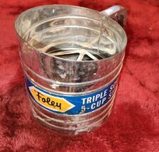 VTG Foley Flour Sifter Baking USA Made Metal Cooking Tool 5 Cup No 138 L... - $12.99