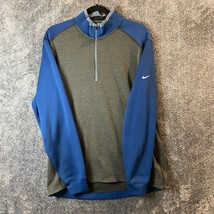 Nike Golf 1/4 Zip Sweater Mens Large Grey Blue Tour Performance Drifit - £10.63 GBP