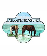 Decal Vinyl Sticker Atlantic Beach - Horses Scene Made in USA - $130.28 MXN+