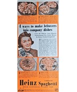 HEINZ - COOKED SPAGHETTI - 1940 Vintage Print Ad - Canned Leftovers - Co... - $15.56 CAD