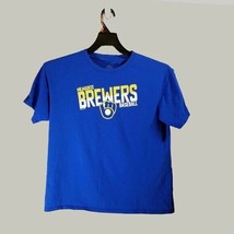 Milwaukee Brewers Boys Shirt XL Youth Kids Blue Short Sleeve MLB Baseball - £8.65 GBP