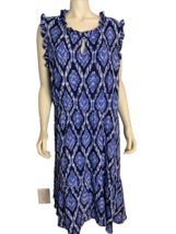 Talbots Plus P Blue and White Diamond Print Sleeveless Fit and Flare Dre... - $47.49