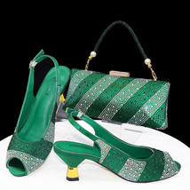 Shoes And Bag Lady Italian Fashion Shoes With Rhinestone Black Set Weddi... - $109.99