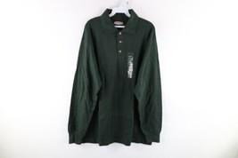 NOS Vtg Streetwear Mens Medium Blank Woven Long Sleeve Rugby Polo Shirt Green - £46.76 GBP