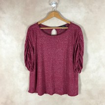 STAR VIXEN Women&#39;s Plus Size Dark Magenta Ruched Sleeve Knit Top 1X - £9.20 GBP