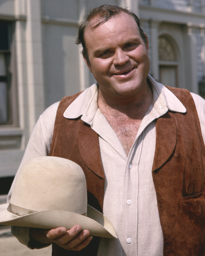 Dan Blocker in Bonanza Hoss with hat in hand wearing iconic vest 11x14 Photo