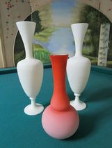 Milk Glass Bristol Compatible with Vintage Hand Painted Orange Compatible with W - $123.47