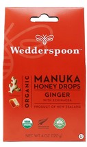 Wedderspoon Organic Manuka Honey Drops, Ginger &amp; Echinacea, 20 Count (Pack of 1) - £15.17 GBP