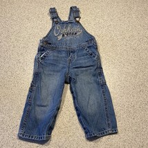 OshKosh B’Gosh Denim Co Logo Bib Overalls Baby Boy 12 Months 12m Light Wash - $15.19